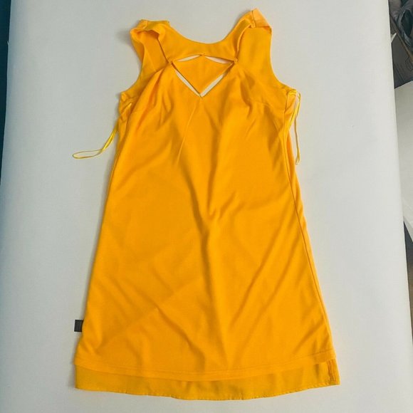 Gianni Bini Yellow Sleeveless Dress With Geometric Cut Out Neckline Size Small - Picture 11 of 11
